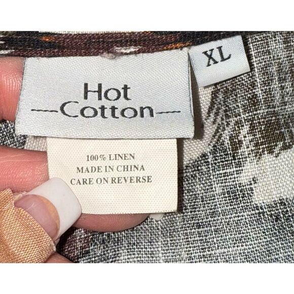 Hot Cotton 100% Linen Abstract Print Top Sz. XL 3/4 Sleeves Boxy - Picture 8 of 9